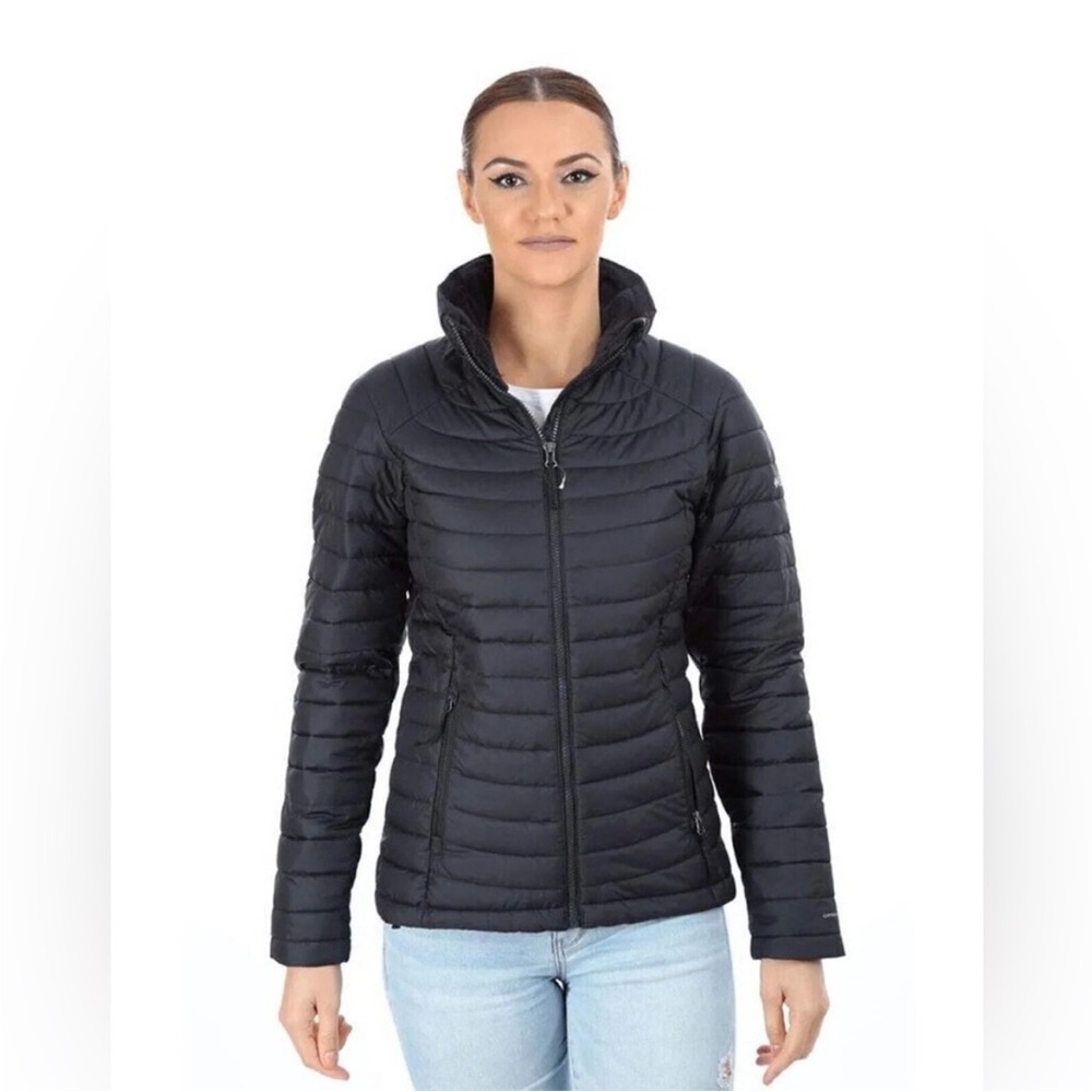 Columbia Women's White Out ll Omni Heat Hooded Jacket Puffer Small Black